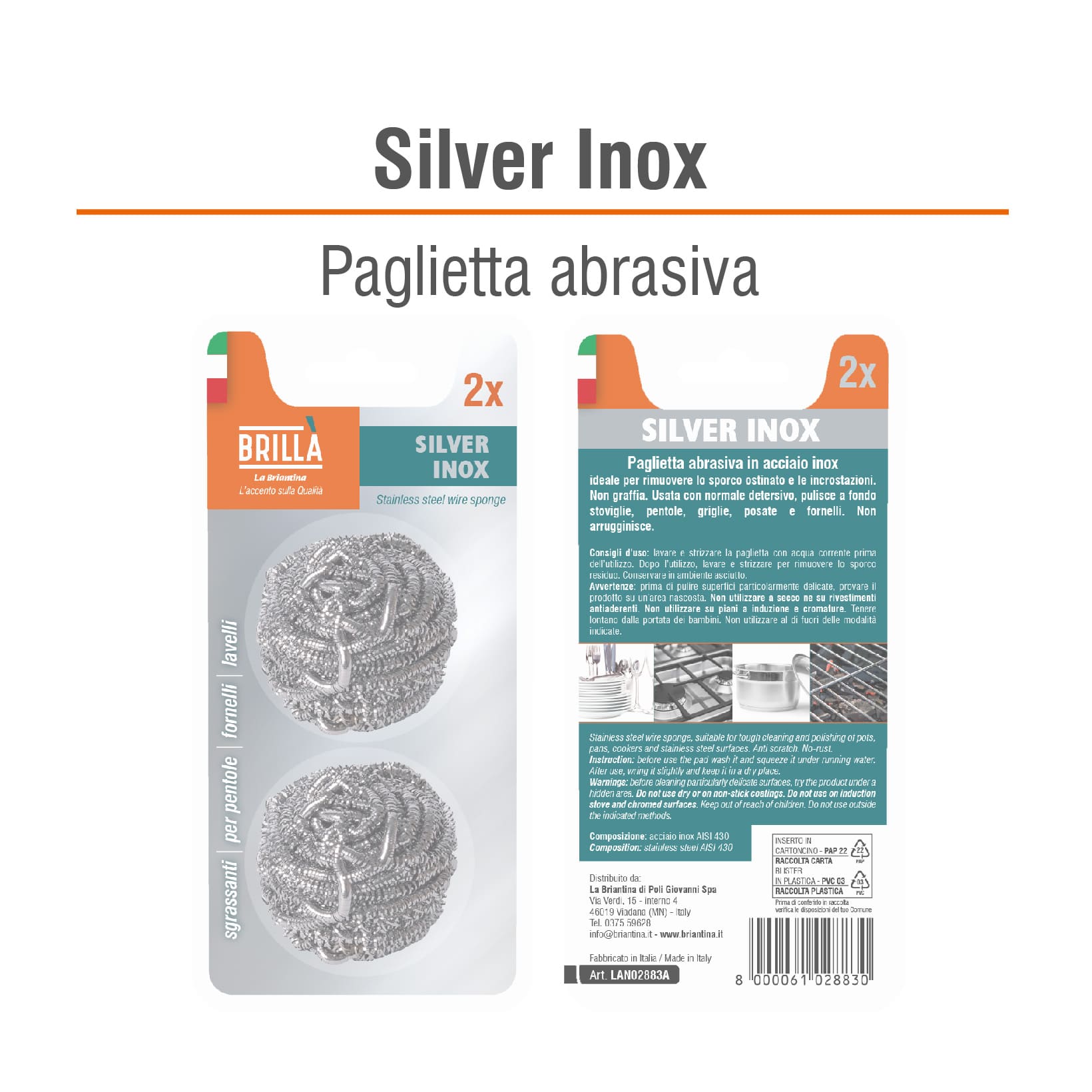 CONFEZIONE PAGLIETTE SILVER INOX: 2 PAGLIETTE