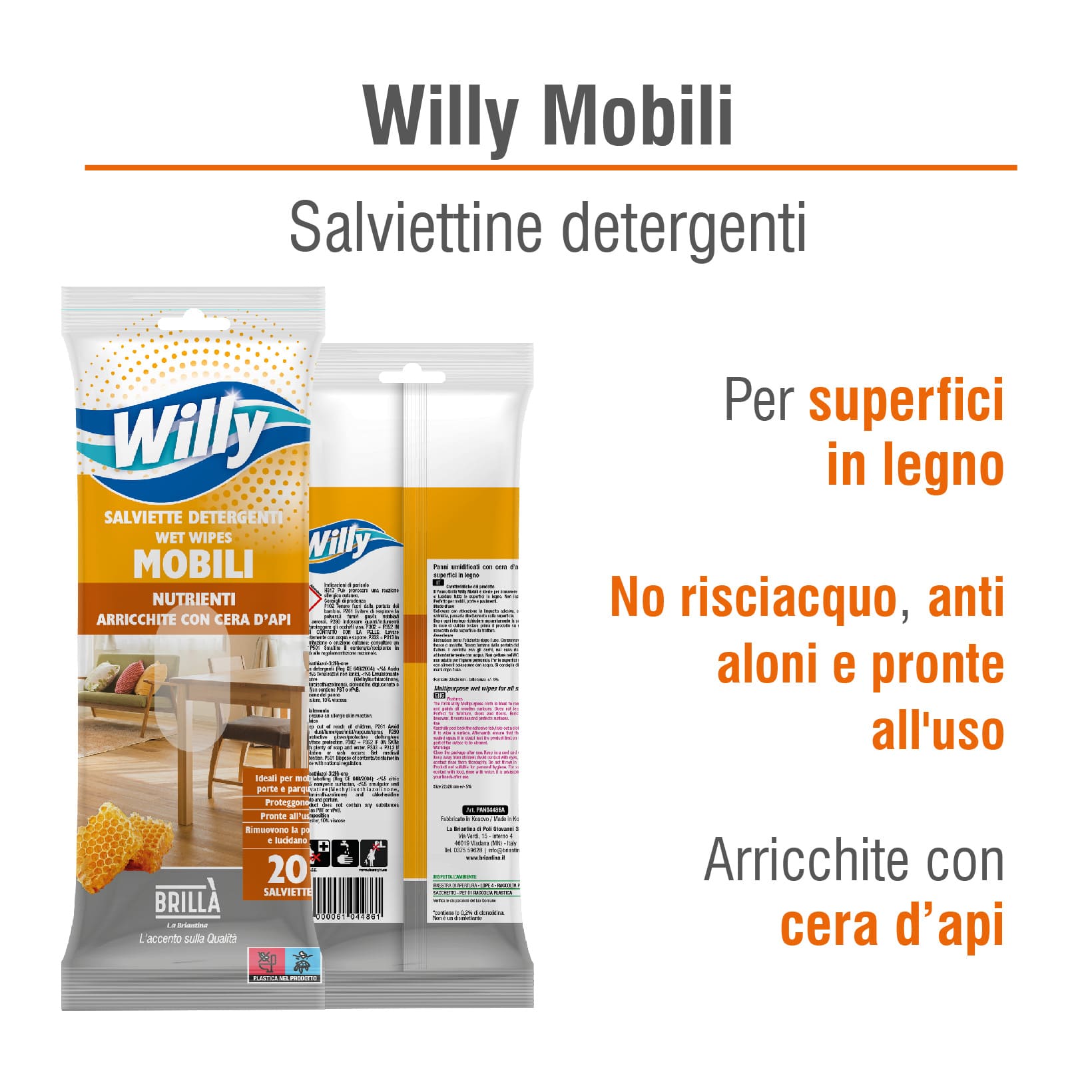 3 CONFEZIONI DI VELINE UMIDIFICATE MOBILI: 60 VELINE