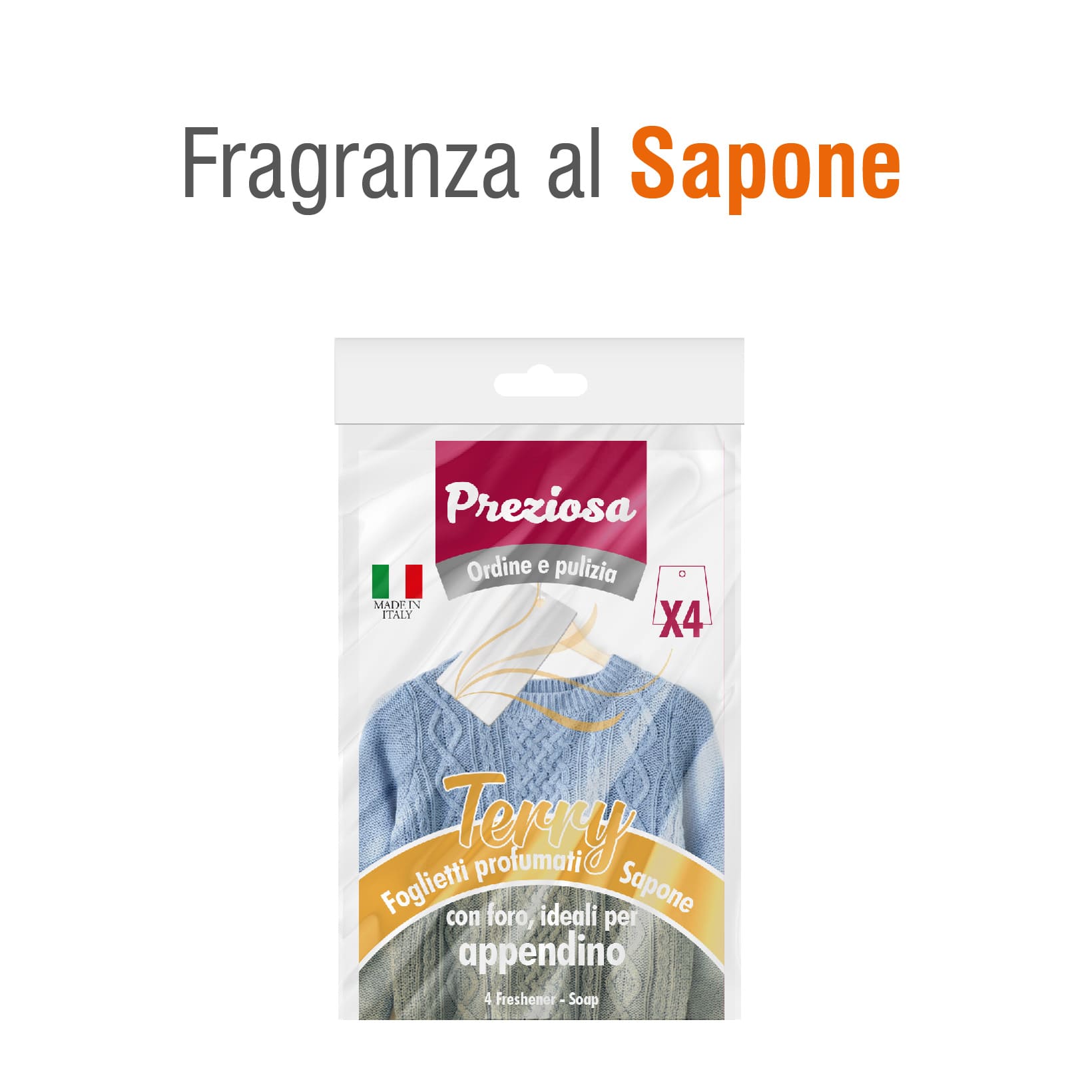 CONFEZIONE FOGLIETTI PROFUMATI AL SAPONE: 4 FOGLIETTI