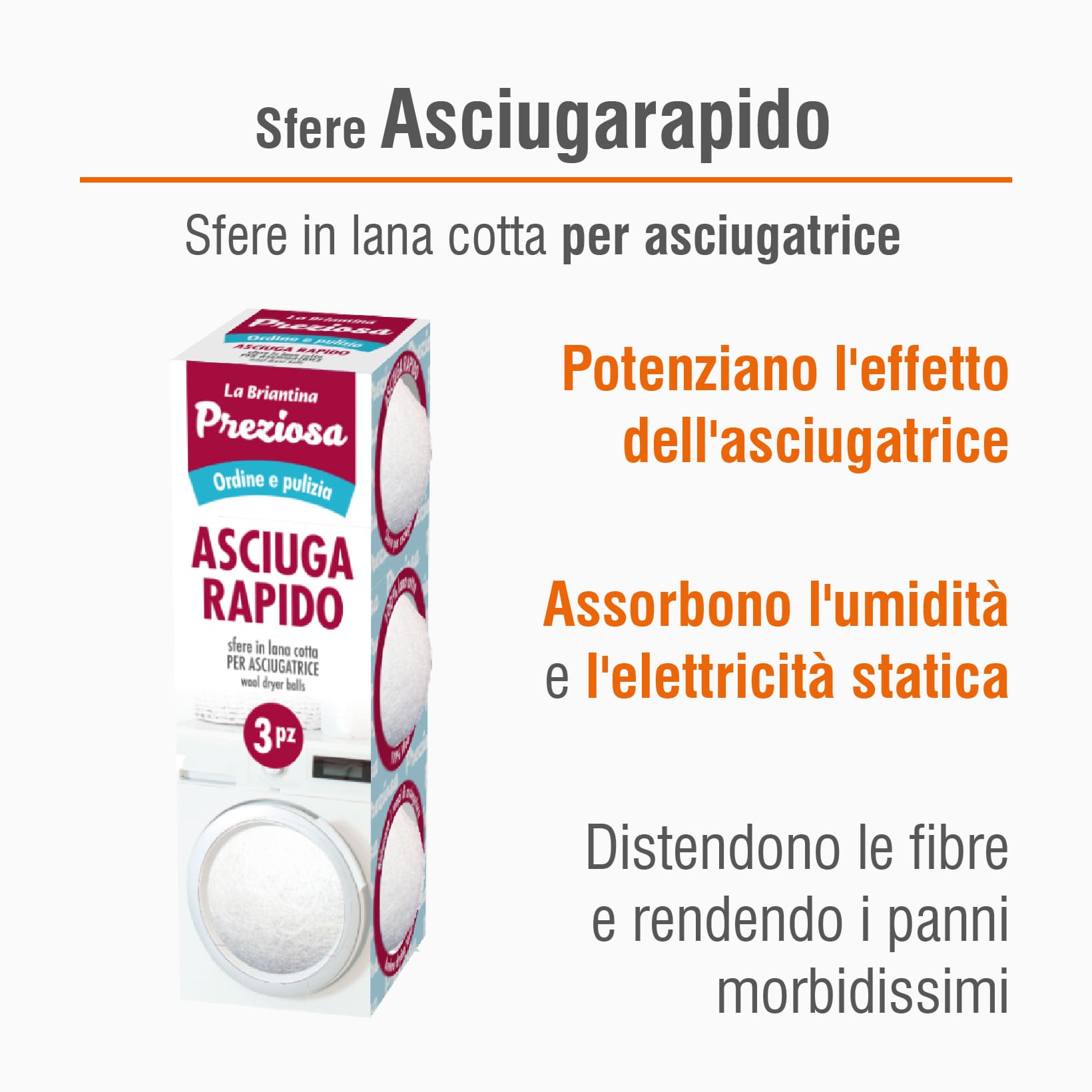 CONFEZIONE SFERE DI LANA PER ASCIUGATRICE: 3 SFERE