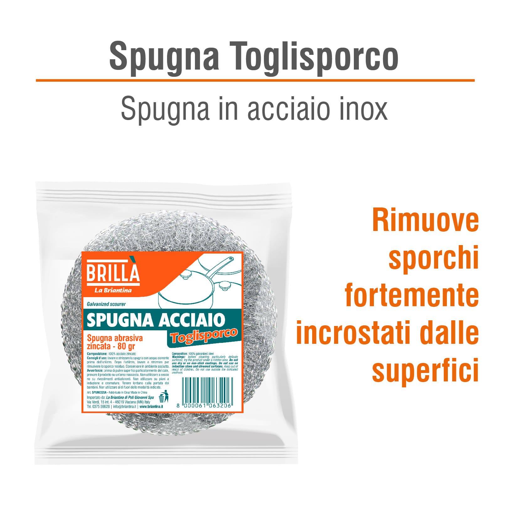 SPUGNA IN ACCIAIO 80 GRAMMI